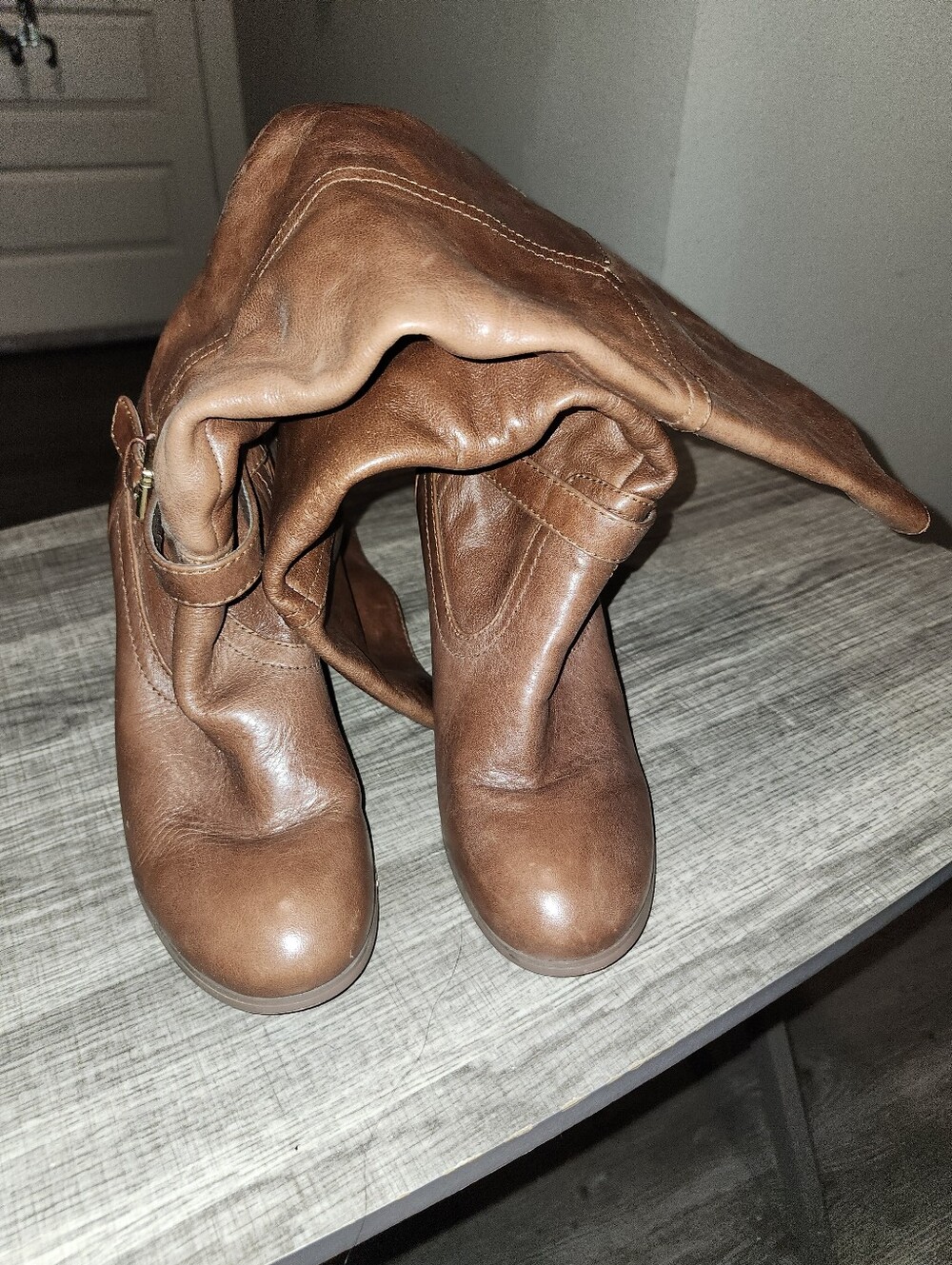 Antonio Melani Tall Brown High Heel 3” Leather Riding Boots Women’s Size US 6M